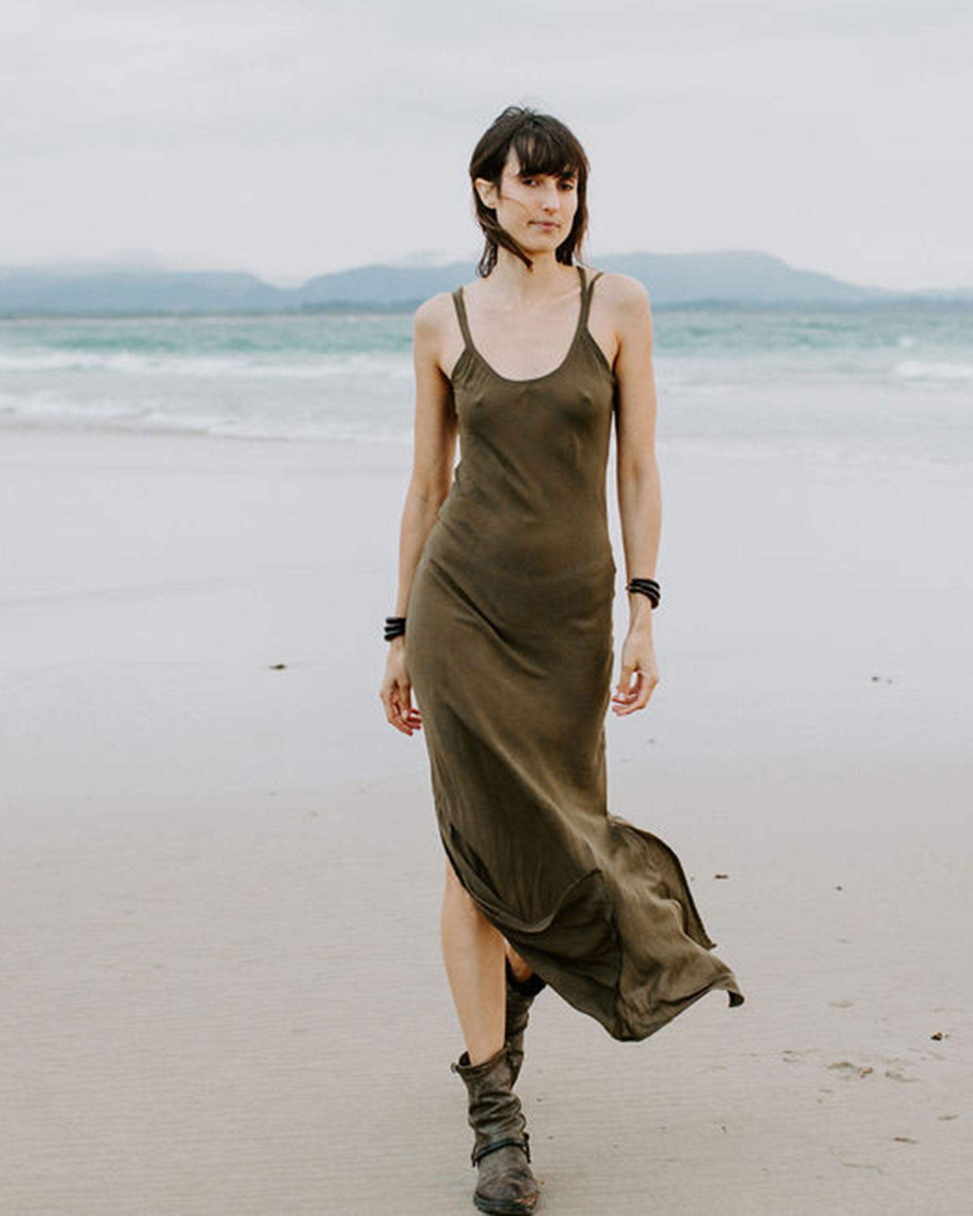 Long Slip Dress Olive Slip, Slip Dress, LBD, Boho, Summer Dress, Beach ...