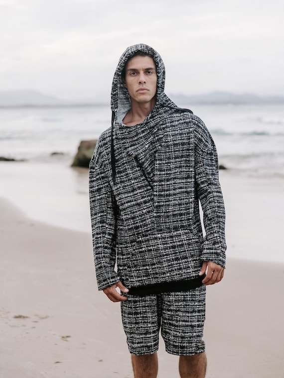 Buy Miko Hoody Tweed Long Sleeve Top, Mens Hoodie, Hooded Shirt 