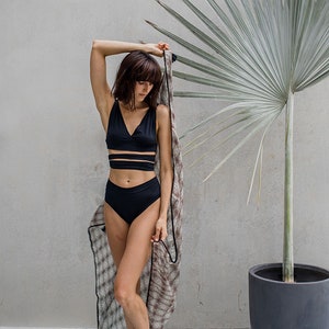 Wrap Top Black Crop top, Bralet, Bra top, Crop, Black Crop. image 9