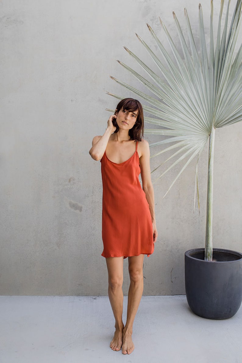 Silk Slip Dress Rust Slip Dress Red Silk Dress Boho Etsy