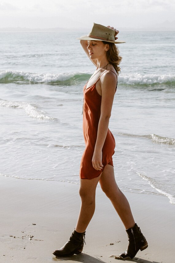rust silk slip dress Rust Orange Satin One-Shoulder Midi Dress | Womens | XX-Small (Available in XS, S, M, L, XL) | 100% Polyester
