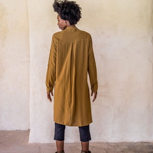 Brooklyn Long Shirt Tumeric, Unisex shirt, long sleeve shirt, shirt dress, kaftan, long shirt with splits, button up long shirt, shirt. image 8