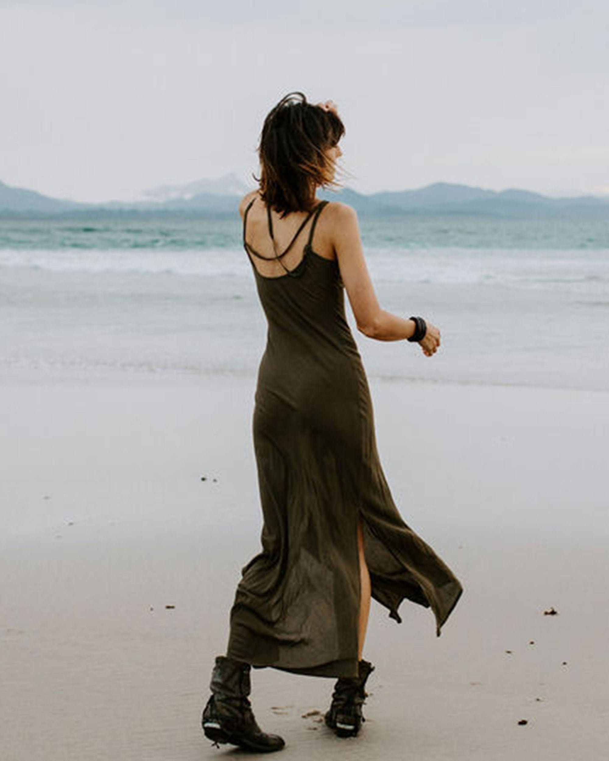 Long Slip Dress Olive Slip, Slip Dress, LBD, Boho, Summer Dress, Beach ...