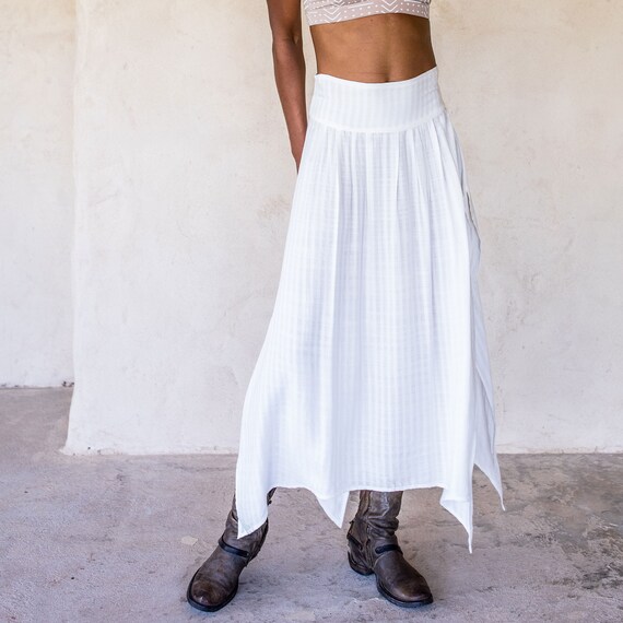 Abby Rock Weiß Langer Rock Faltenrock Maxirock Rock mit - Etsy