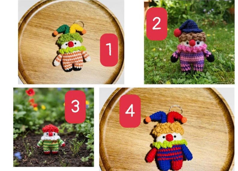 Handmade Crochet Clown & Bunny Dolls - Amigurumi Dolls image 10