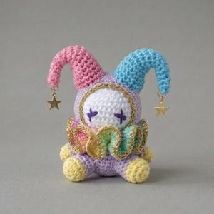 Handmade Crochet Clown & Bunny Dolls - Amigurumi Dolls image 8