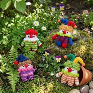 Handmade Crochet Clown & Bunny Dolls - Amigurumi Dolls image 14