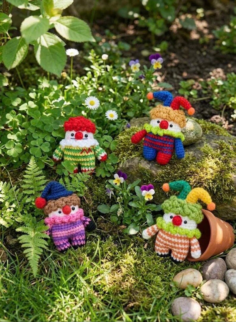 Handmade Crochet Clown & Bunny Dolls - Amigurumi Dolls image 14