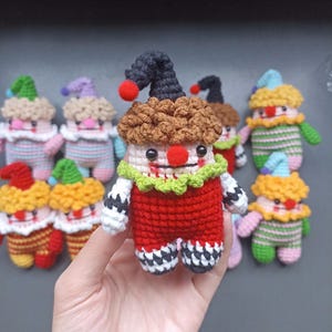 Tiny Crochet Clown Cuties Keychain- Amigurumi Clown Doll Keyring
