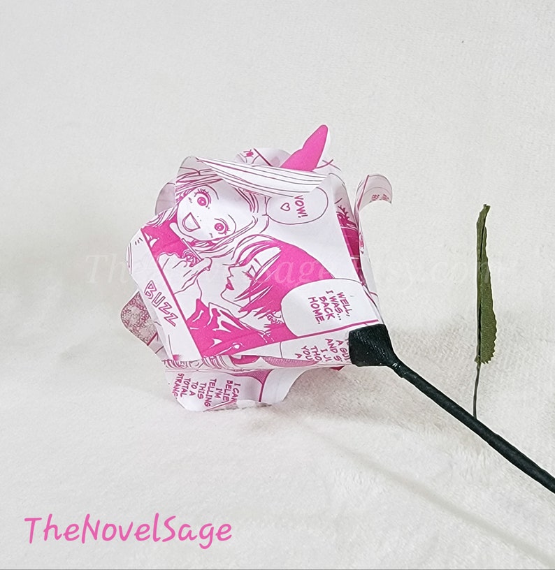 Hot Pink Manga Rose, Anime Gift Idea, Anime Home Decor, Anime Gifts for Her, Best Anime Gifts, Gifts for Anime Fans, Japanese Anime Gift image 2
