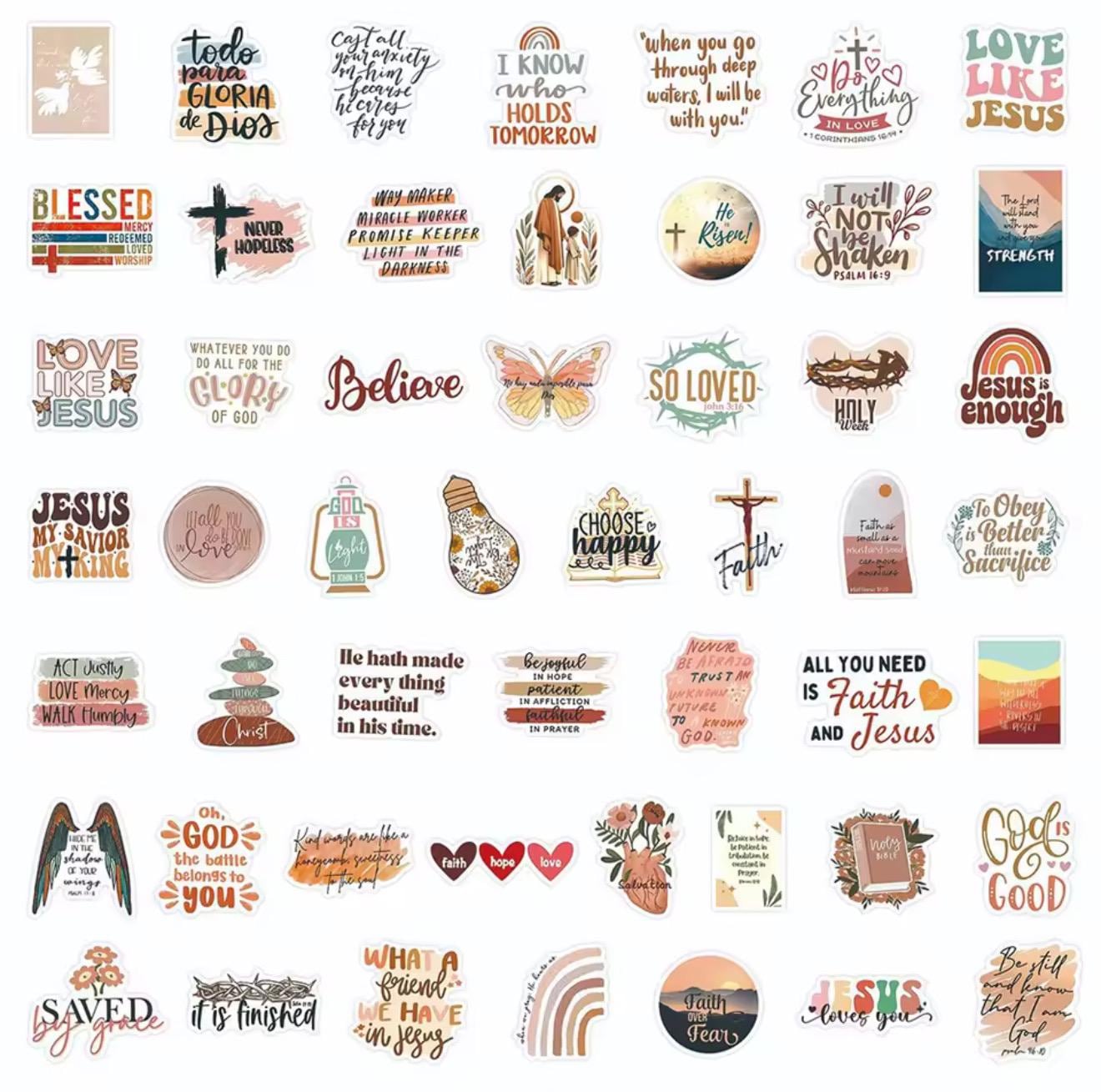 50pcs Jesus Bible Verse Stickers – Christian Scripture Vinyl Stickers ...