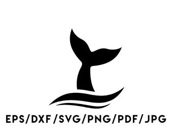 Whale Tail Sea Design Instant Download Svg, Eps, Dxf, Png, Pdf, Jpg digital download