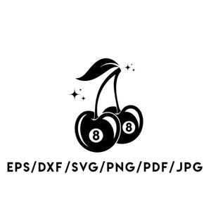 8 Ball Cherry Design Instant Download Svg, Eps, Dxf, Png, Pdf, Jpg digital download