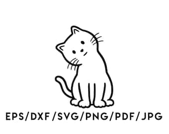 Diseño de gatito adorable. Descarga instantánea en formatos SVG, EPS, DXF, PNG, PDF y JPG.