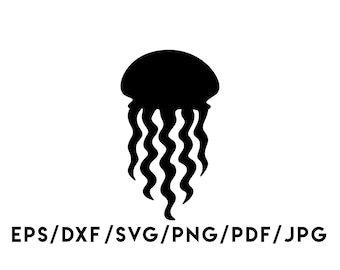 クラゲのシルエットデザイン（SVG、EPS、DXF、PNG、PDF、JPG）のデジタルダウンロード