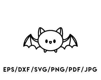 Schattige cartoon vleermuis clipart, vectorafbeelding (digitale download)
