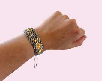 Patrón de pulsera Miyuki Delica con fases lunares, telar de cuentas bohemio, descarga digital DIY