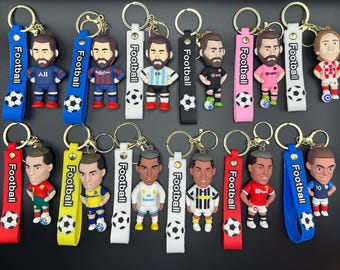 Soccer Player Figure Keychains – Football Character Key Rings – Soccer Fan Gift