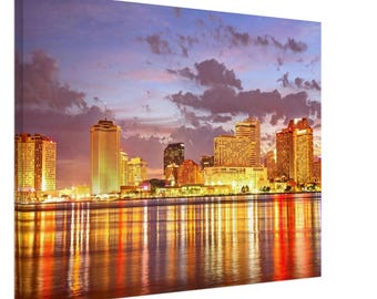 New Orleans Skyline Canvas Art | NOLA Cityscape Wall Decor | Louisiana Wall Art Gift | French Quarter Gallery Wrapped Canvas