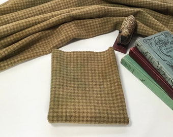 Green Hand Dyed Wool Fabric Gold 15 Piece Collection for Primitive Rug Hooking Fall Tones Wool Applique Pumpkin Rust Brown