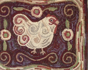 Rug Hooking PATTERN,  Revised Spiral Chicken, 18" x 22", P101, DIY Folk Art Chicken Design