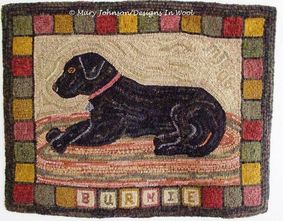 Rug Hooking PATTERN, Burnie the Labrador, 24" x 32", P181, DIY Hooked Dog, Black Lab Dog Pattern