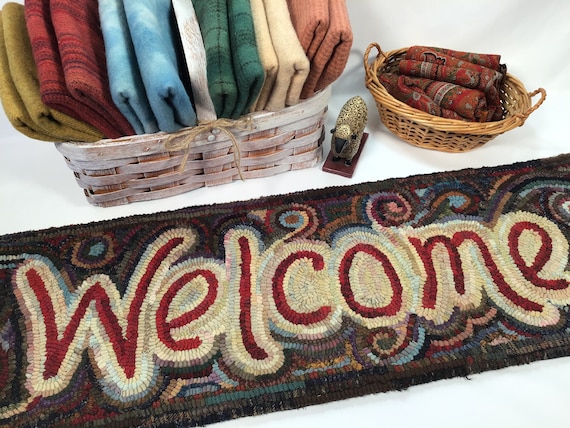 Rug Hooking PATTERN, Primitive Welcome, 10" x 36", P144, DIY Welcome Rug Hooking Pattern