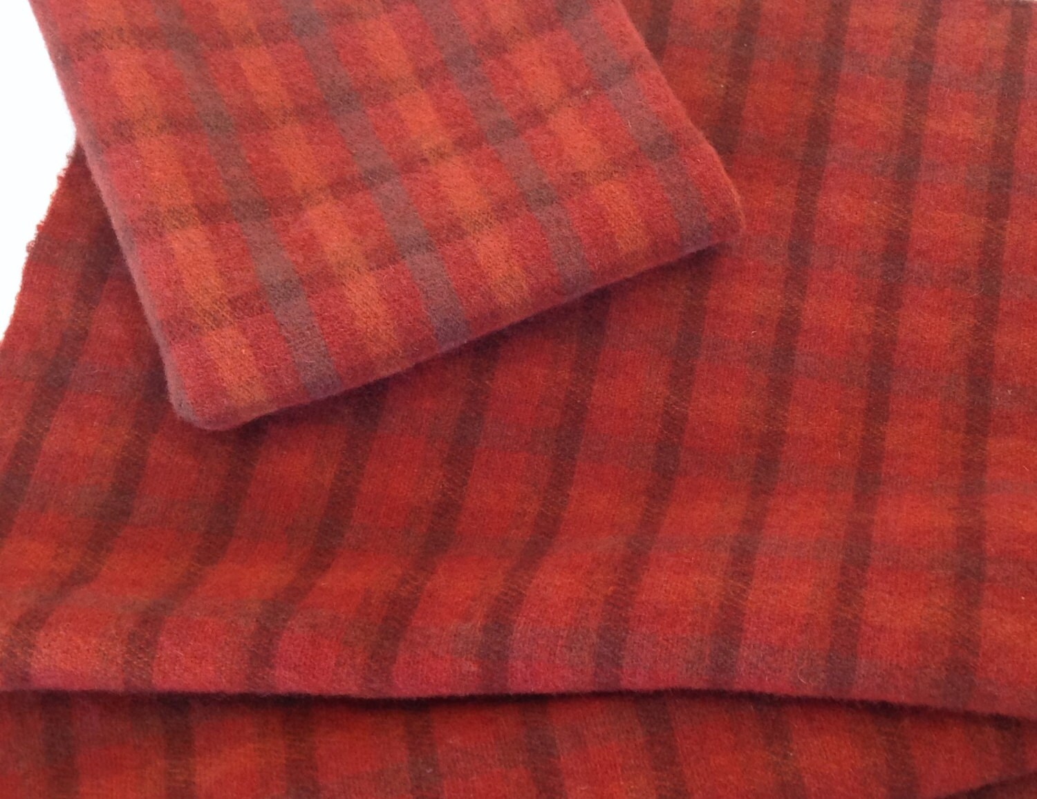 Cheerful Red Plaid, 1) fat quarter yard, Hand Dyed Wool Fabric, W270 ...