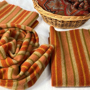 Dare Devil Stripe, a mill dyed wool fabric for Rug Hooking and Applique,  W453, Orange Stripe Wool