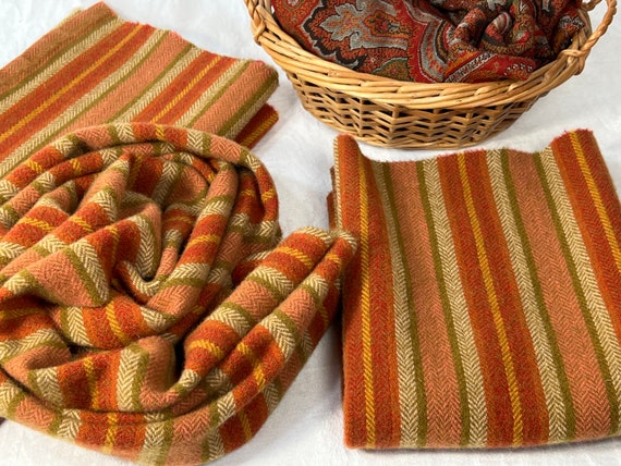 Dare Devil Stripe, a mill dyed wool fabric for Rug Hooking and Applique,  W453, Orange Stripe Wool