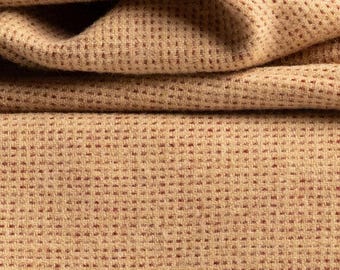 Winterberries Wool for Rug Hooking and Applique, W768, Golden Tan with Red Ticking Wool Fabric