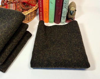 Wonderful Good Brown, 100% mill dyed wool fabric for Rug Hooking and Appliqué, W726, dark brown heathered wool fabric