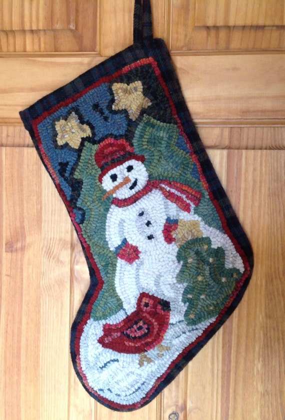 Rug Hooking PATTERN, Snowman and Cardinal Stocking, P109, Christmas Stocking, DIY Rug Hooking Pattern