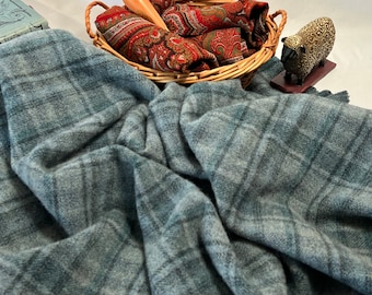 Glacier Blue, a mill dyed wool for Rug Hooking and Applique, W290, large blue plaid, colonial blue, flag blue, blue waters
