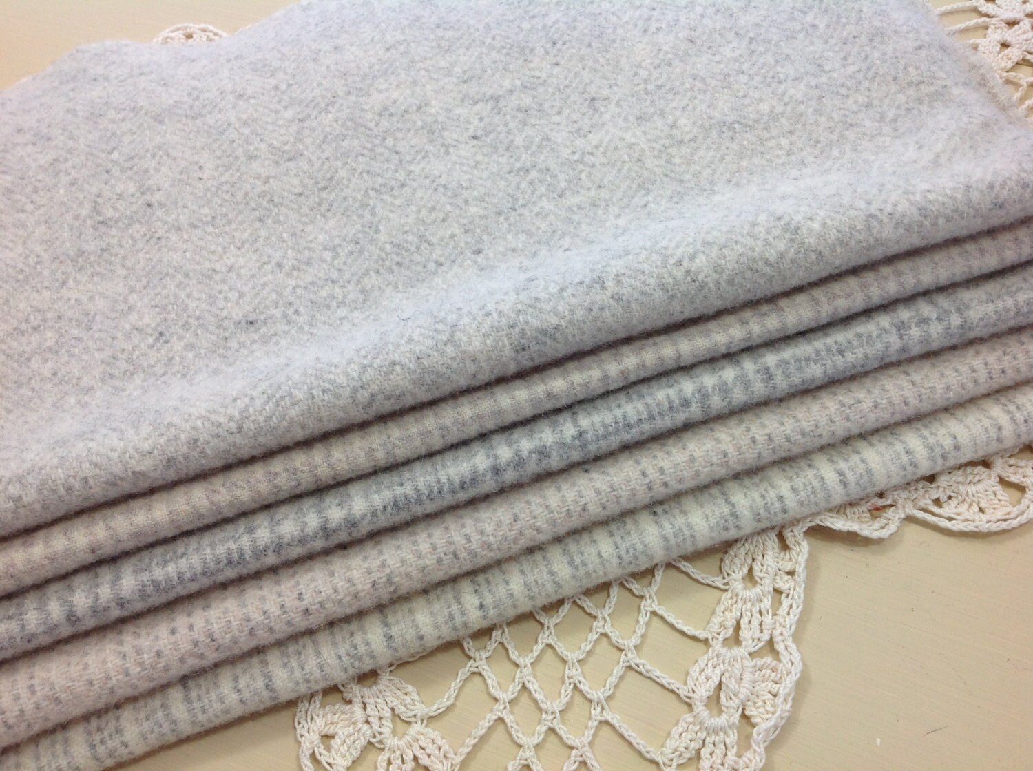 White and Gray Textures, Wool Fabric for Rug Hooking and Applique, 5