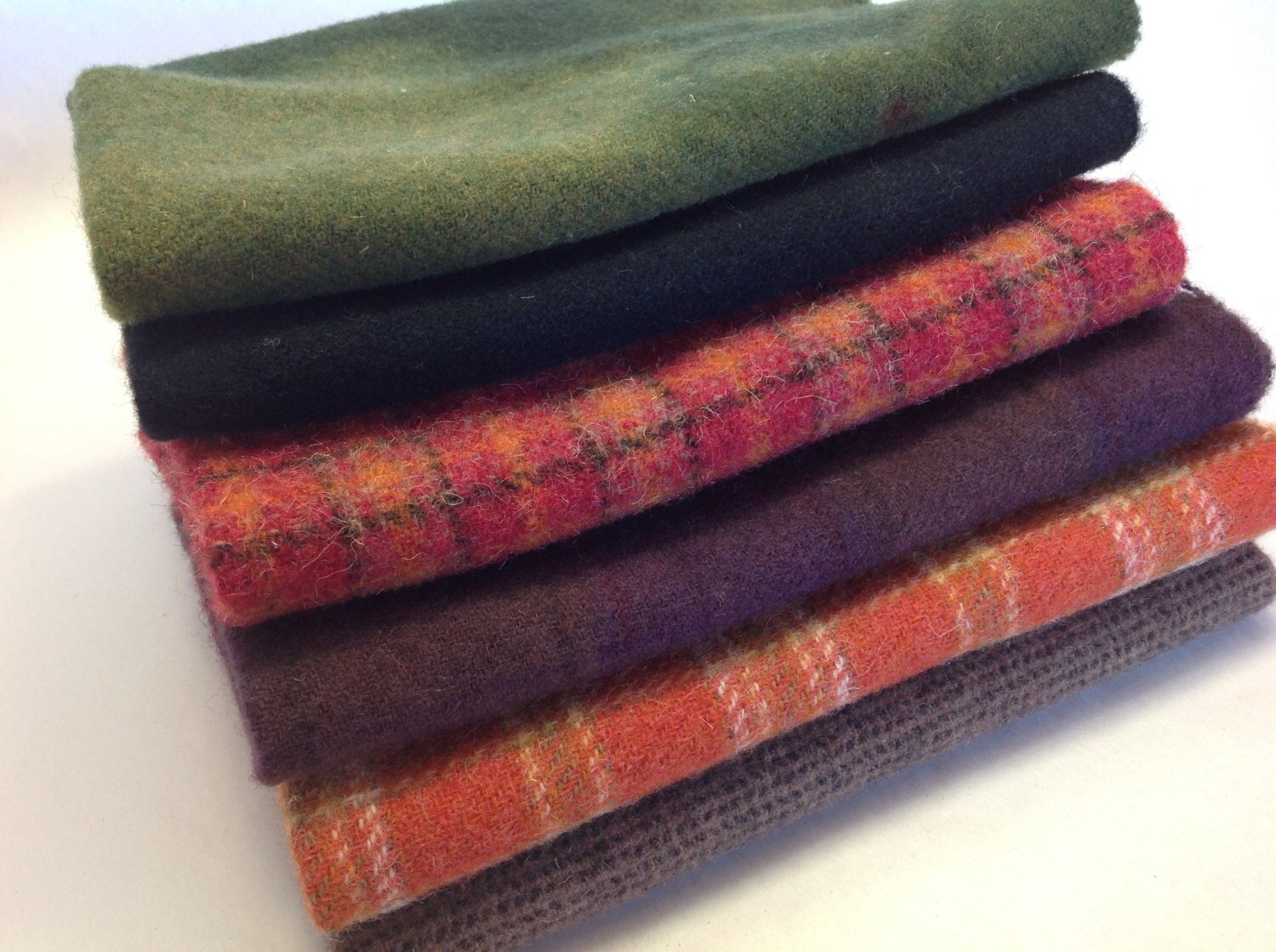 Autumn Medley, Wool Bundle for Rug Hooking and Applique, 6) Fat Eighths ...