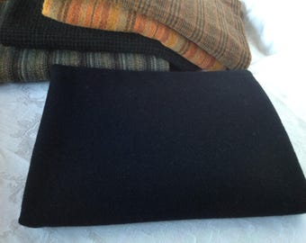 Plain Black Wool Fabric, for Rug Hooking and Applique, W315, Solid Black Wool Fabric