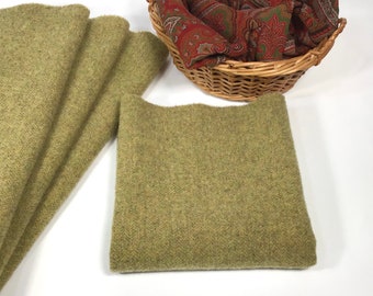 Moss Green, mill dyed wool for rug hooking and appliqué, W586, light warm green textured wool