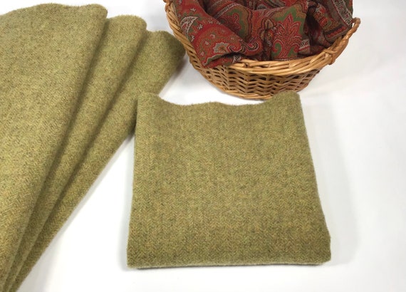 Moss Green, mill dyed wool for rug hooking and appliqué, W586, light warm green textured wool