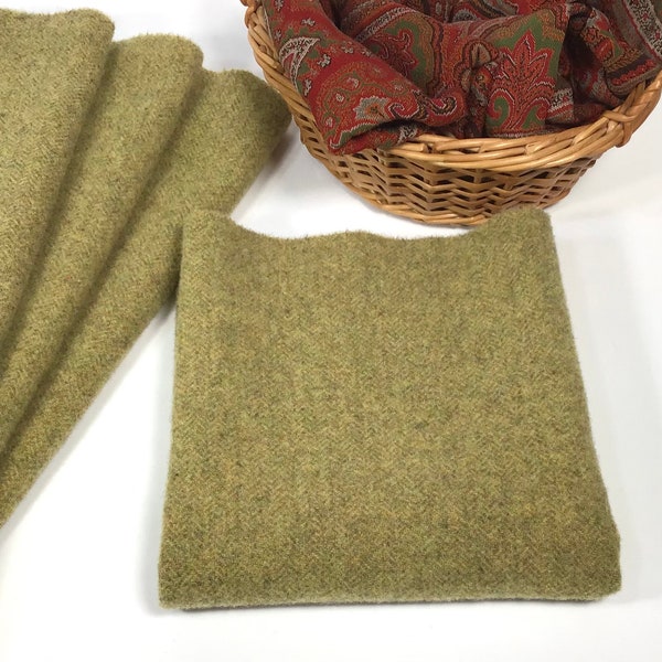 Moss Green, mill dyed wool for rug hooking and appliqué, W586, light warm green textured wool
