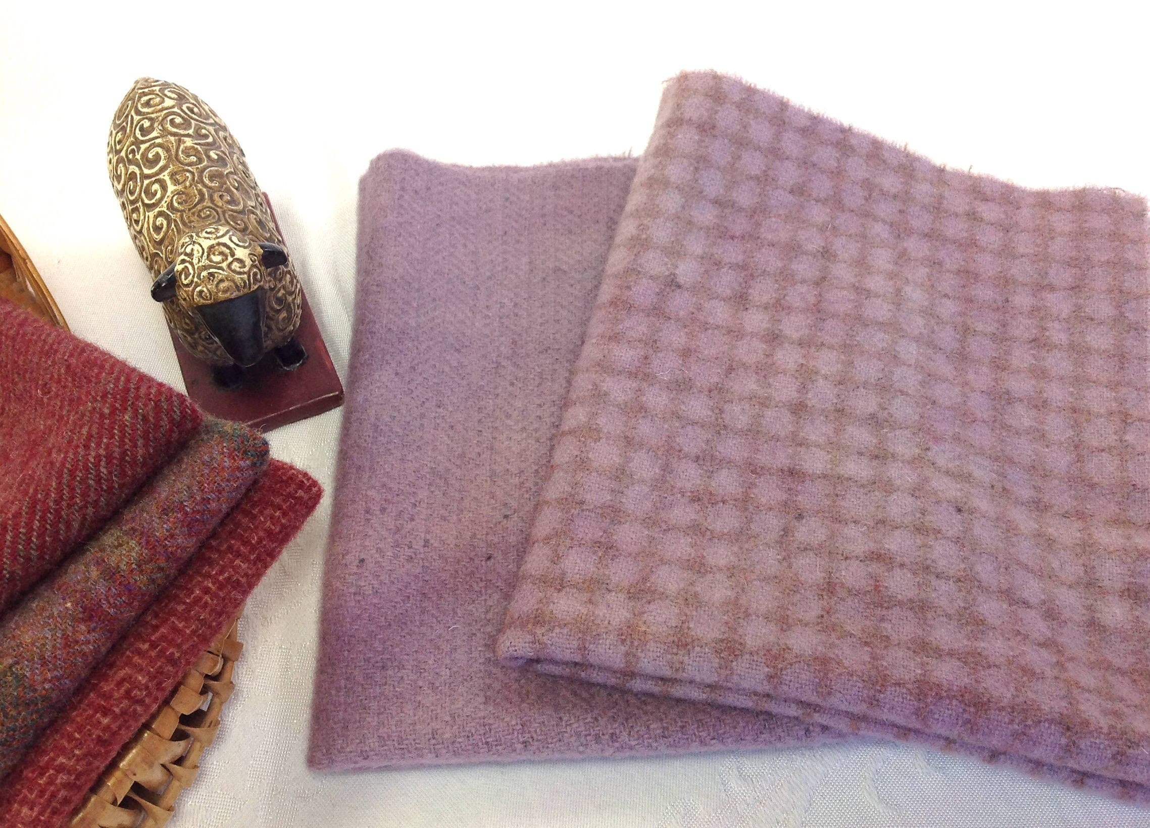 2) Fat Eighths, Lavender Pack, Hand Dyed Wool Fabric for Rug Hooking