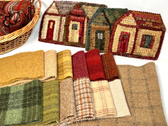 Little House Wool Pack, Rug Hooking and Applique Wool Fabric, W751
