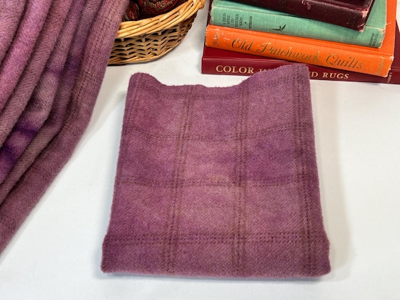 Lavender Fields, 1) Fat Quarter Yard hand dyed wool fabric for rug hooking and applique,  W710, Medium Purple, Purple Heather
