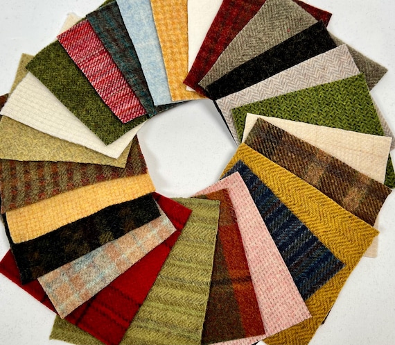 Wool Stitchery Scrap Pack, 25 pieces, mill dyed, W757, Penny Rugs, wool scrap pack, wool crafters gift bundle