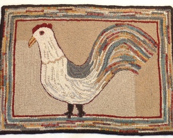 Rug Hooking PATTERN, Antique Chicken, 20" x 28", P133,  Reproduction Hooked Rug, Folk Art Chicken Rug, DIY Rug Hooking, Whimsical Chicken