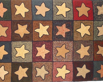 Rug Hooking PATTERN, Stars Abound, 36" x 54", P111, Primitive Hooked Stars, DI Primitive Rug Hooking Design