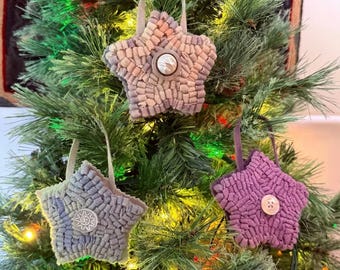 Adorno de estrella, adorno navideño rústico tejido a mano, H115