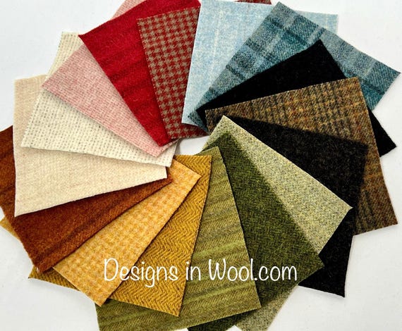 Wool Treasures Applique Pack, 16 Wool Pieces for Applique and Craft projects, W756, Penny Rugs, Wool Stitchery, wool scraps, Gift Pack