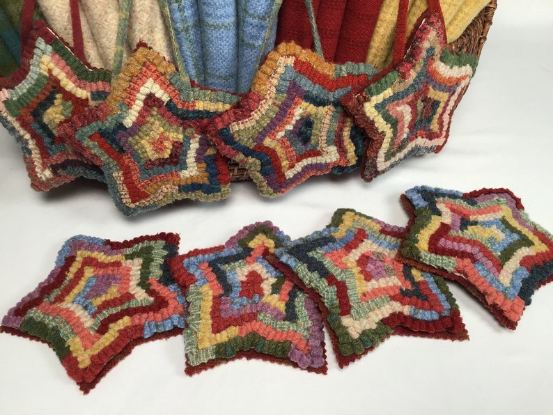 Rug Hooking PATTERN, Star Mug Rugs, P157, Folk Art Stars Coasters, DIY ...