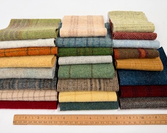 Paquete de retazos de apliques de lana, 24 piezas, teñido en fábrica, W758, Penny Rugs, paquete de costura de lana, paquete de regalo para artesanos de la lana